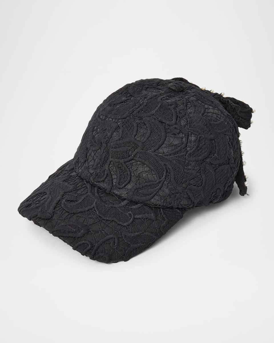 Bow Embellished Lace Baseball Cap